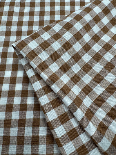 Linen Blend - Caramel Cafe & White  - 150cm