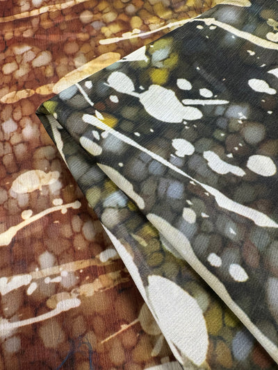 Designer Crinkle Chiffon - Rust Drip - 140cm