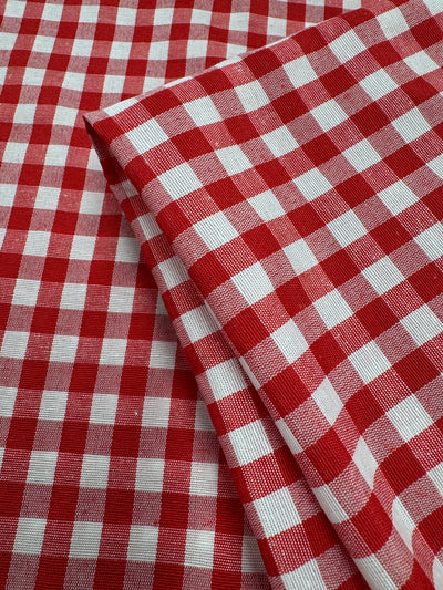Linen Blend - Red & White  - 150cm