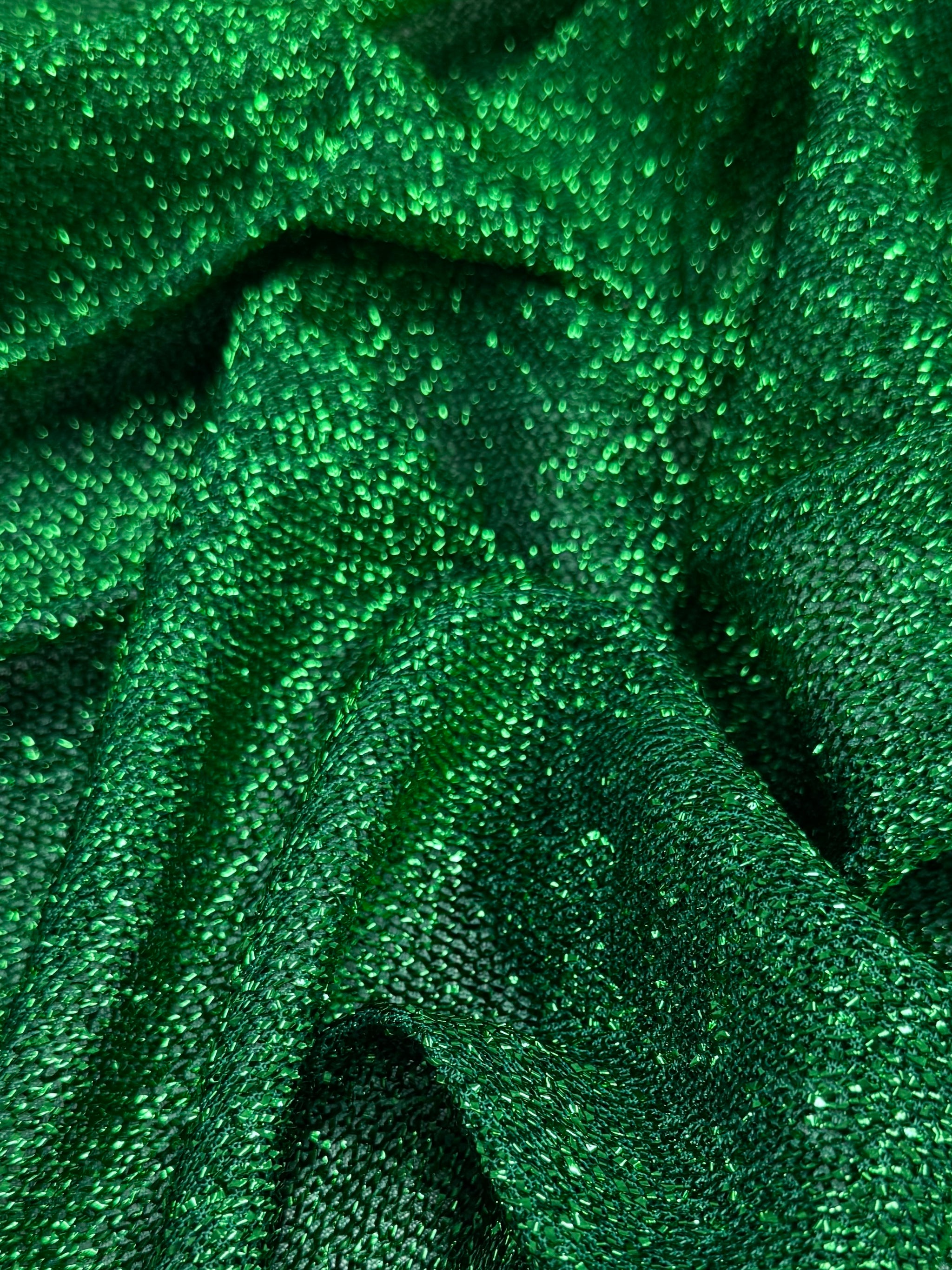 Lurex Stretch Knit - Green Sparkle - 155cm