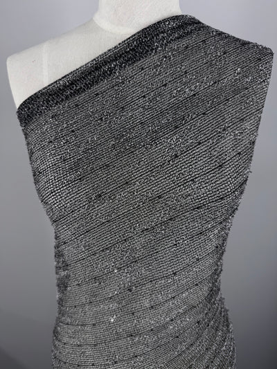 Textured Knit - Sparse Black/Grey- 135cm