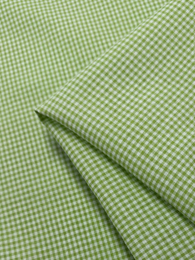 Linen Blend - Green Glow & White  - 145cm