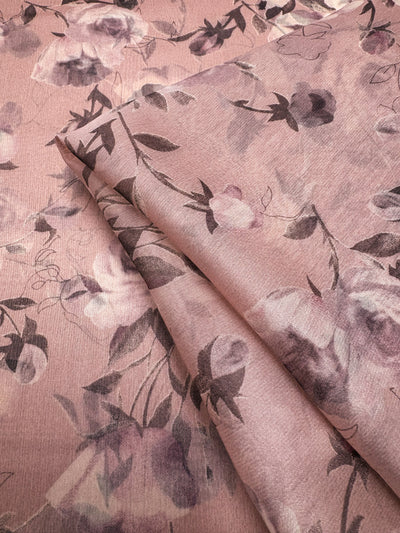 Designer Crinkle Chiffon - Dusky Rose - 148cm