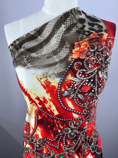 Designer Printed Lycra - Ruby Chain - 150cm