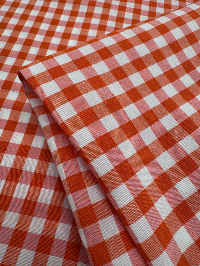 Linen Blend - Orange & White  - 150cm