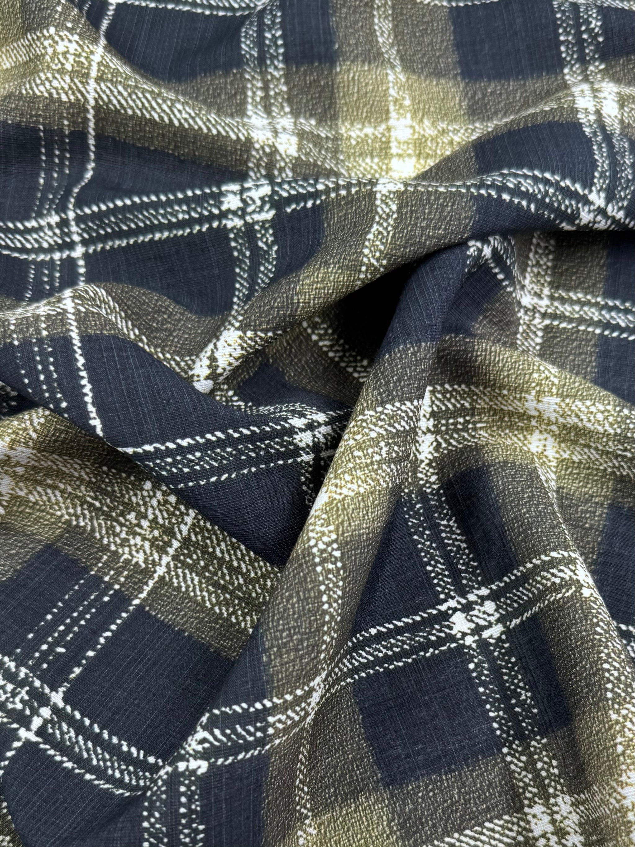 Linen Blend - Station Plaid - 152cm