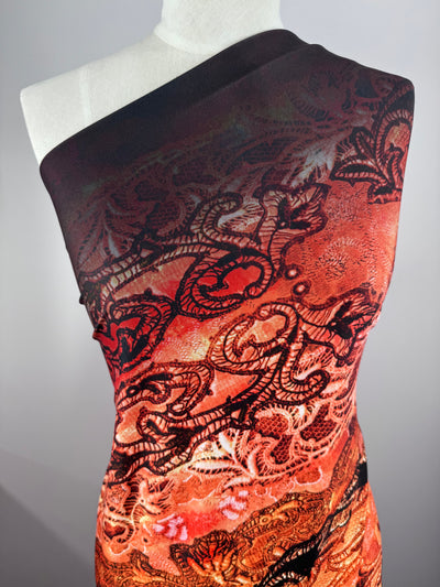 Designer Printed Lycra - Rust Mirage - 150cm