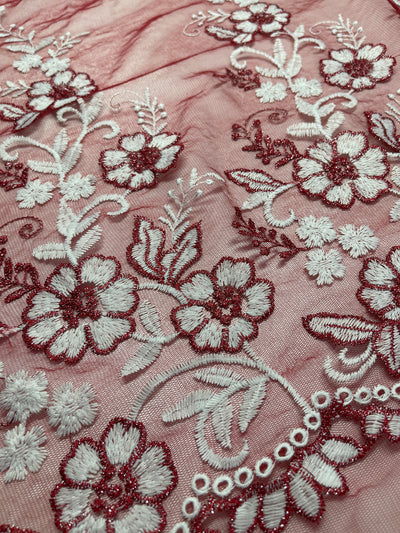 Embroidered Lace - Burgundy - 150cm