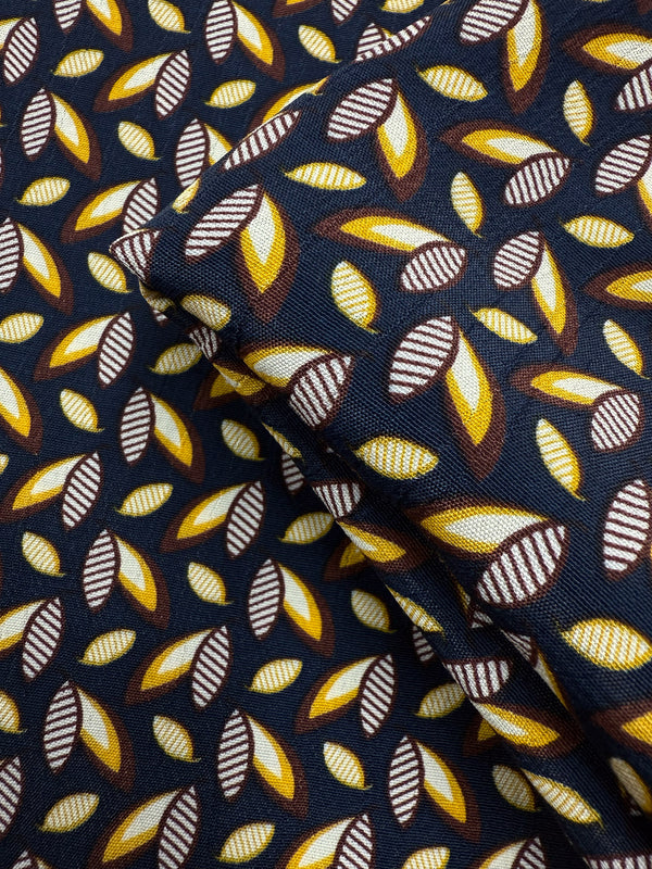Printed Viscose - Golden Leaf Geo - 150cm