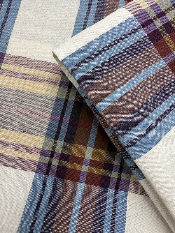 Pure Linen Check - Midnight Orchard - 152cm