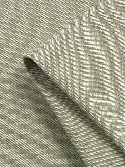 Close-up of a light gray woven fabric, showcasing its textured surface and fine weave. The material is slightly overlapped, highlighting its flexibility and soft drape, making it ideal as upholstery fabric. This particular fabric is the Canvas - Split Pea - 150cm from Super Cheap Fabrics.