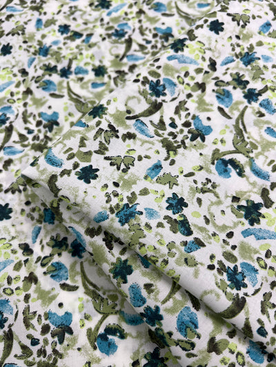 Printed Cotton - Blue Natures Mark - 148cm