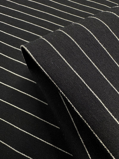 Printed Bengaline - Ivory Pin Stripe - 145cm