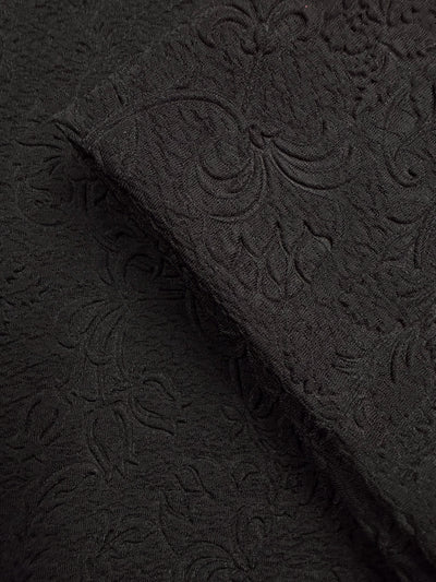 Embossed Jersey Knit - Black Flower - 115cm