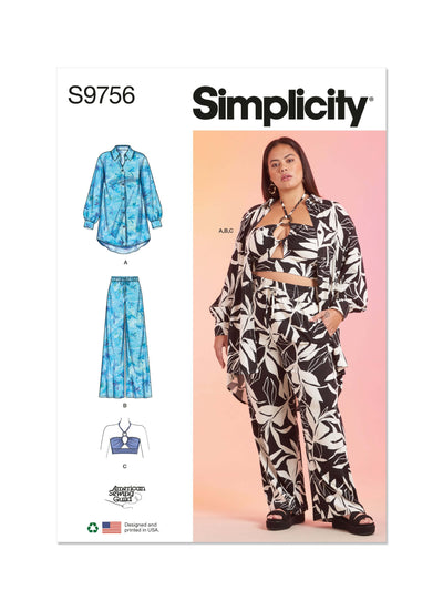 Pattern - Simplicity - S9756 - Misses’ and Women’s Shirt, Trousers and Halter Top for American Sewing Guild
