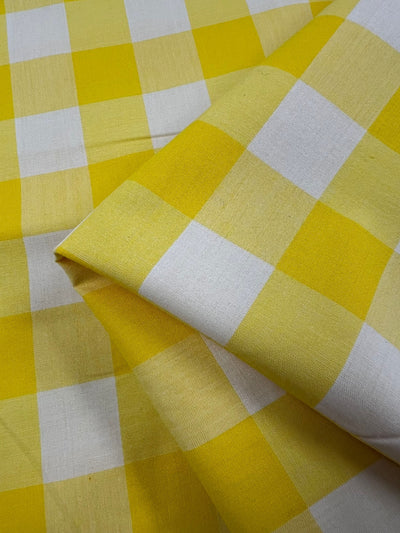 Printed Cotton Gingham - Yellow - 112cm