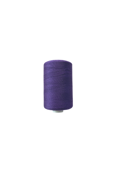 A spool of Super Cheap Fabrics Thread - Purple is displayed against a plain white background. The thread is neatly wound around the cylindrical spool, with a small amount of white spool visible at the bottom.