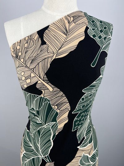 Printed Lycra - Linear Leaves - 150cm